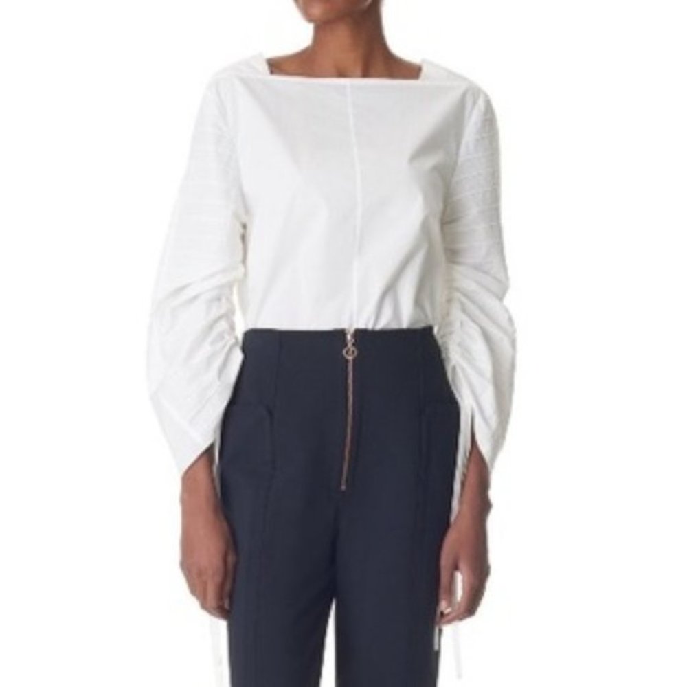 Tibi White Poplin Scultped Shirt Size 4